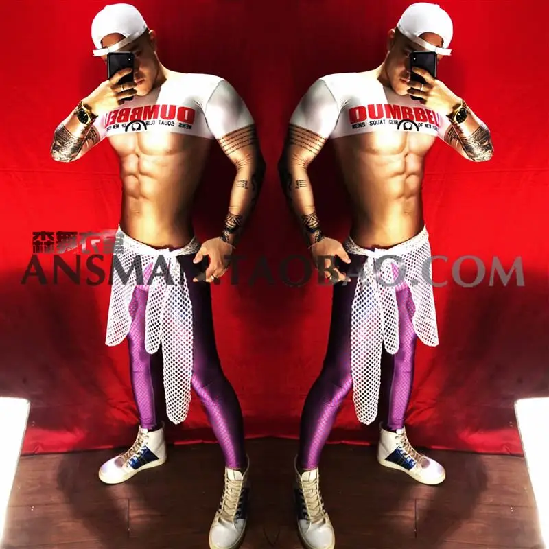 Bar nightclub male singer DS GOGO 3D fake muscle abdominal muscle sexy sports theme party costume