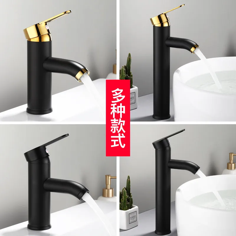 

Black Hot Cold Copper Basin Faucet Bathroom Sink Washbasin Wash Basin Above Counter Basin Vanity Single Hole Bathroom Faucets