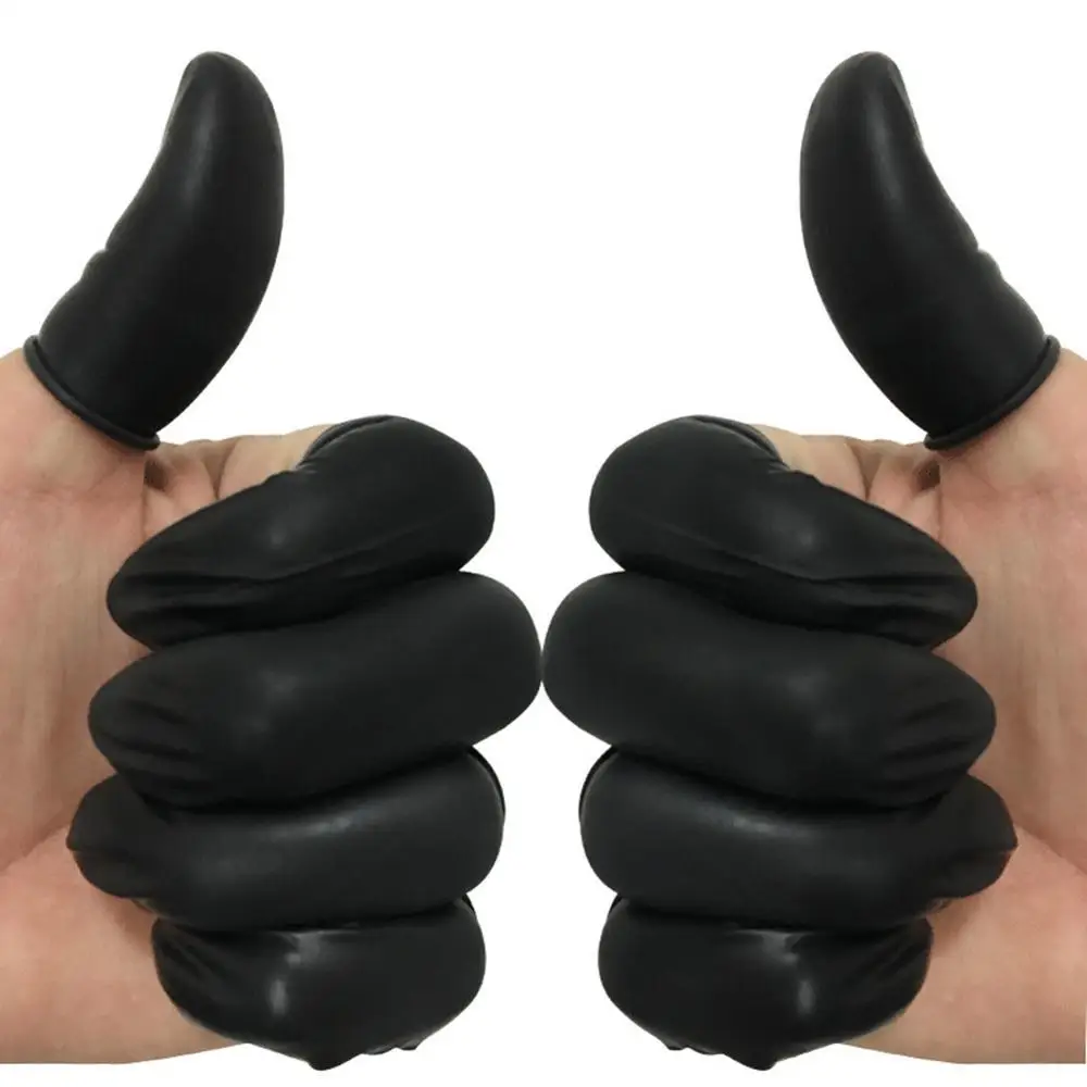 100Pcs Disposable Fingertips Protector Gloves Rubber Non-slip Finger Cover Cots Black Durable Workplace Safety Supplies