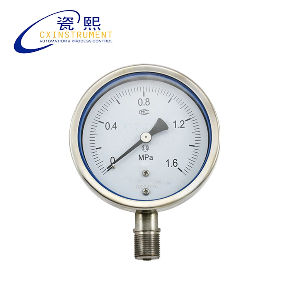 All Stainless Steel Pressure Gauge With 0~60 Mpa 60mm Radial Install 2.5% Accuracy Air Pressure Meter