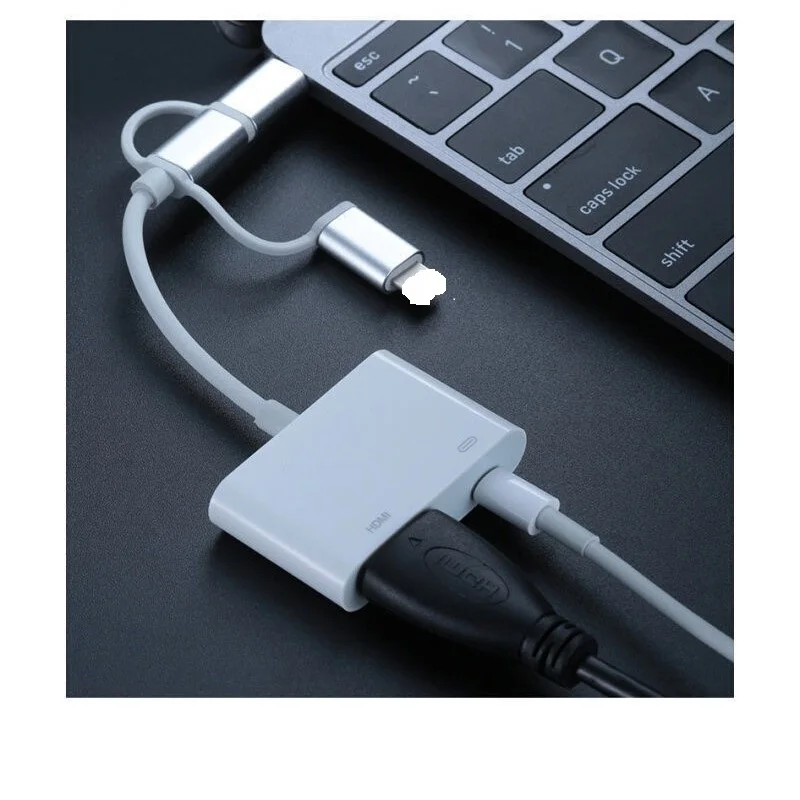 3 in 1 HDMI-Compatible AV Adapter - Lightning To 1080P Video  for IOS Android Micro USB Type C