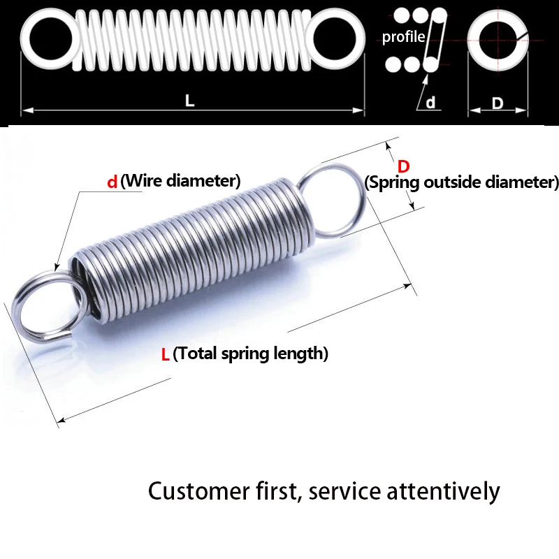 Wire diameter 0.8/1mm 304 stainless steel tension spring tension spring tension spring