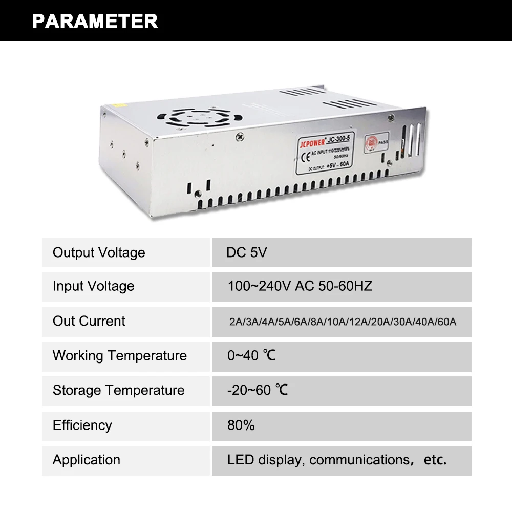 DC5V LED Switch Power Supply 2A 3A 4A 5A 8A 10A 12A 20A 30A 40A 60A Transformers AdapterFor WS2812B WS2813 SK6812 LED Strip