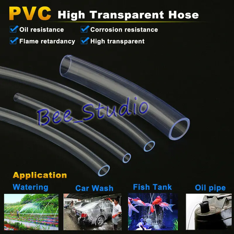 

1M PVC Clear Transparent Tube Flexible Hose Pipe Unreinforced Air Water Tanks