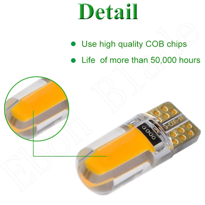4X Amber Orange T10 W5W Silicone COB LED Car Wedge Marker Indicator Light WY5W 194 2825 Auto Parking Bulb Turn Side Lamp 12V DC