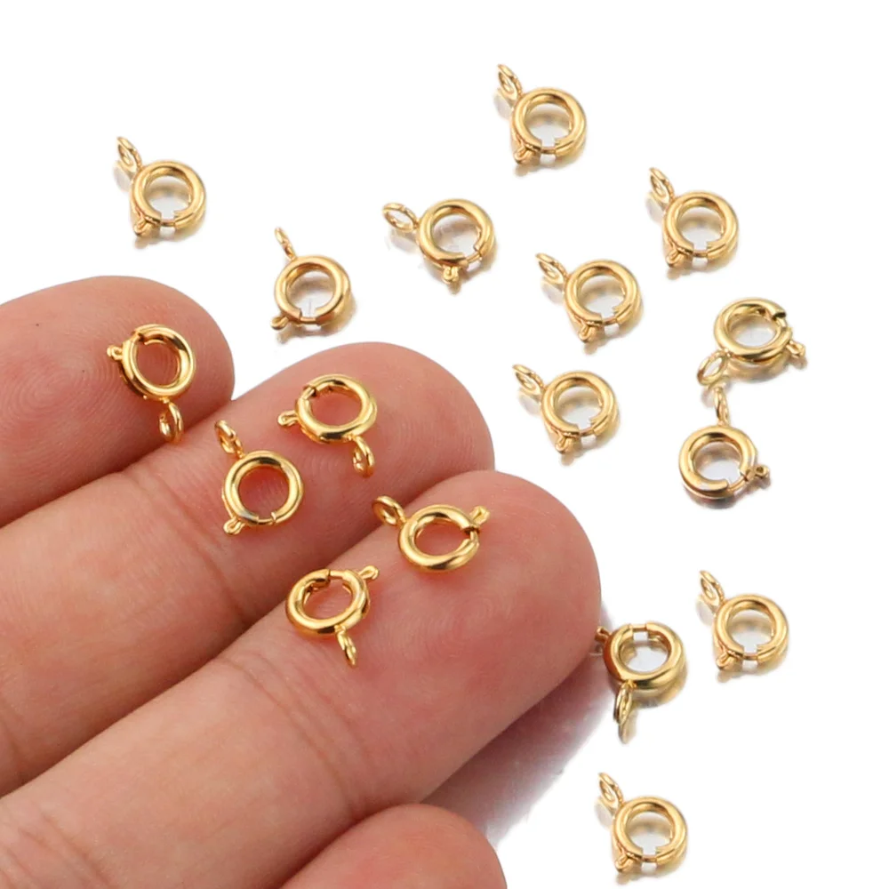 

10pcs/lot Stainless Steel Gold Round Claw Spring Clasps Hooks for Bracelet Necklace Connectors DIY Jewelry Making Supplies