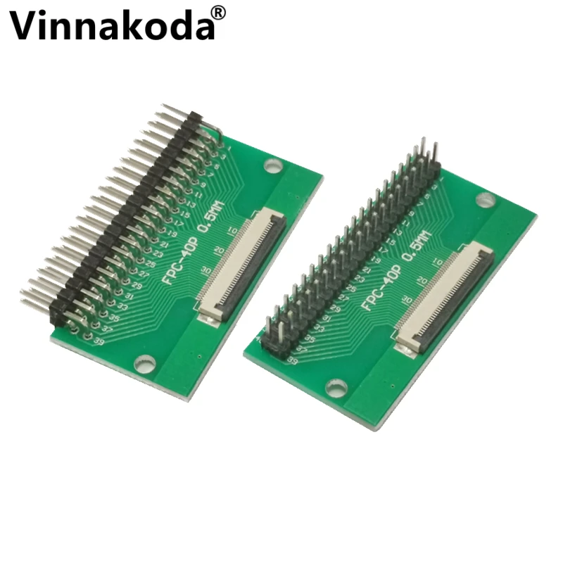 2PCS FFC/FPC adapter board 0.5MM-40P to 2.54MM welded 0.5MM-40P flip-top connector Welded straight and bent pin headers