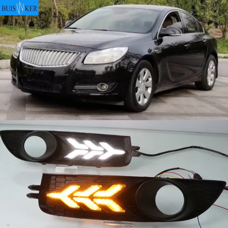 

1 Pair LED DRL Daytime Running Lights Daylight With Turn Signal and Night Blue Lamp For Buick Opel Regal Insignia 2009-2013
