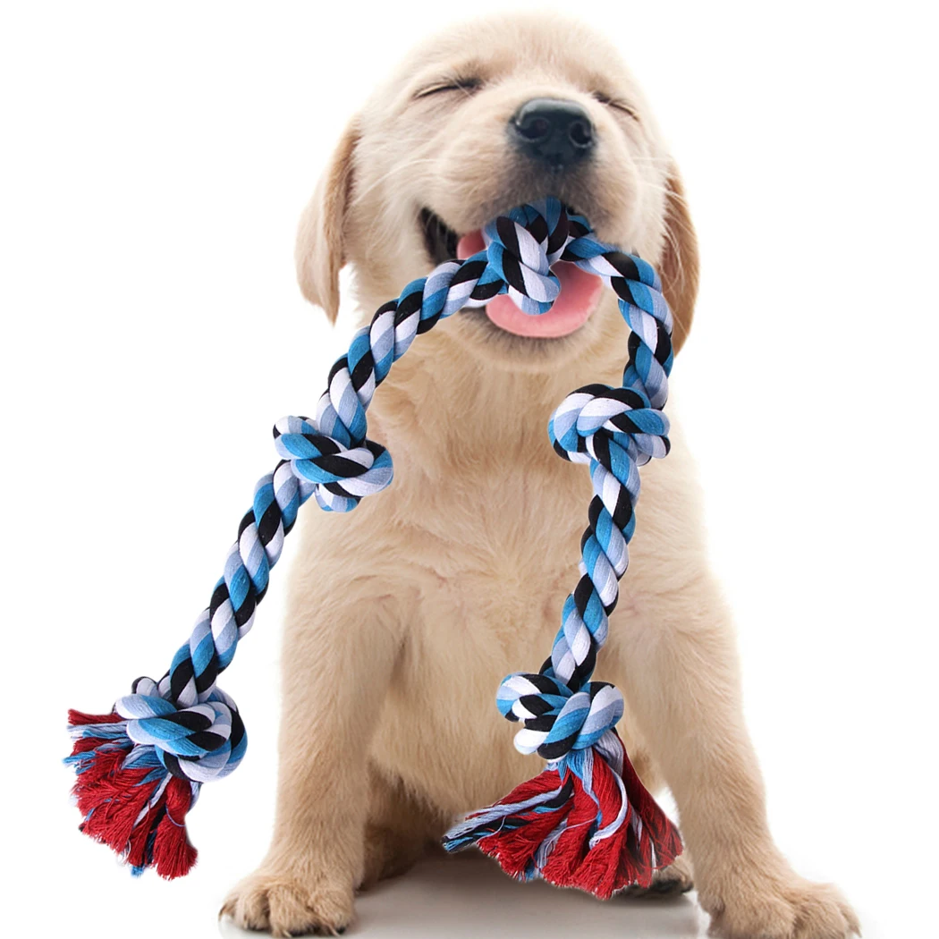 Funny Dog Bite Rope Toys Pet Grind Tooth Toy Cotton Rope Knotted Material Bite-Proof Dog Puppy Teething Toy Dog Pet Rope Toys