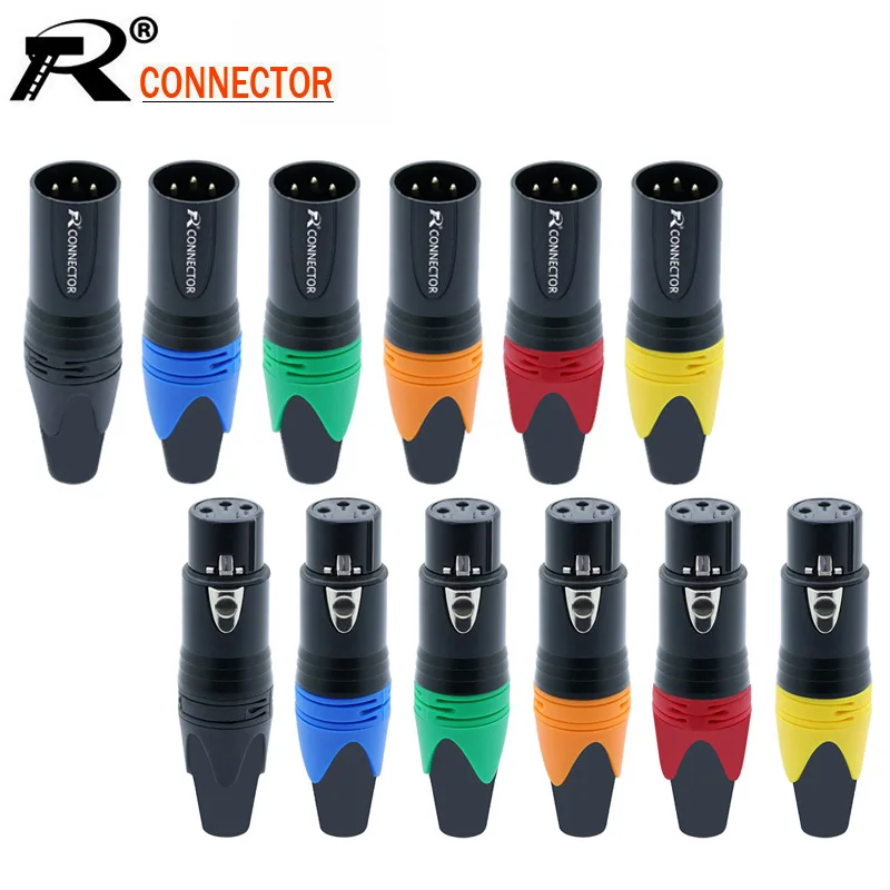 

10PCS/lot 3 Pin XLR Plug Jack Male / Female Microphone Connector MIC Adapter XLR Cable Termininal Audio Wire Connector 7 Colors