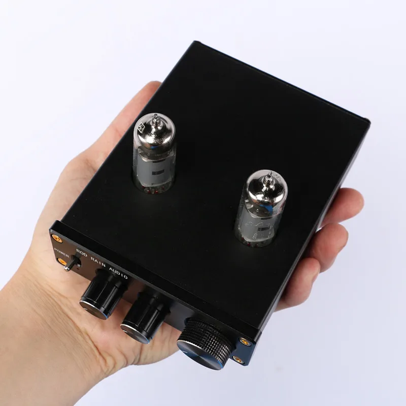 6J5 /6K4 Tube Preamplifier audio amplifier NE5532 Preamp Tweeter Bass Adjust Bile Pre Speakers Amplifier with Power Adapter