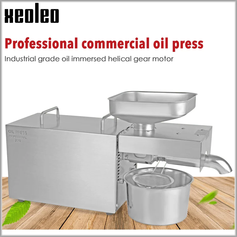 

XEOLEO Oil press machine Peanut oil presser Commercial Sesame/Almond/Walnut/Rapeseed Oil expeller all stainless steel 110/220V