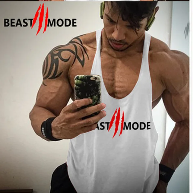 Brand Bodybuilding Clothing Fitness Mens Muscle Vest Summer Letters Print Sleeveless Shirt Gyms Stringer Tank Top Men Tank Top