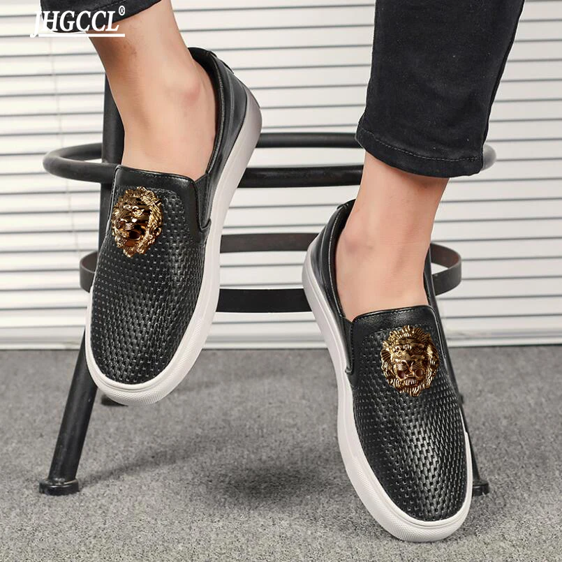 

New men's Casual golden Tiger black men"s shoes loafers male Big yards luxury brand shoes beauty accessories Sports shoes P11