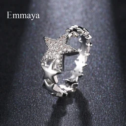 Emmaya Ingenious Design Round Five-pointed Star Cubic Zircon Charming Ring Three Colors For Women Fahsion Dress-up In Party
