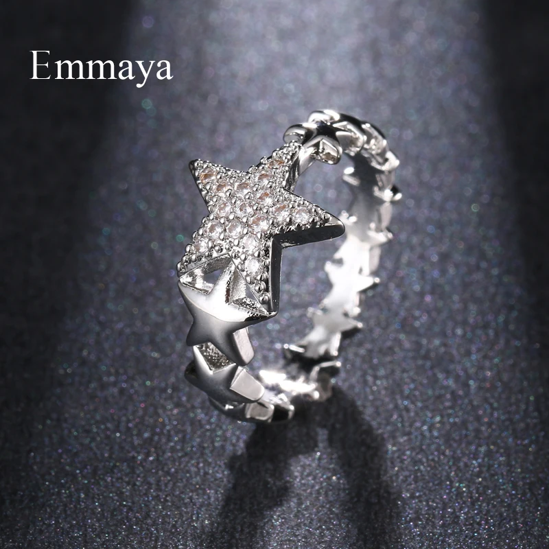 Emmaya Ingenious Design Round Five-pointed Star Cubic Zircon Charming Ring Three Colors For Women Fahsion Dress-up In Party