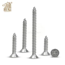 20/55pcs Cross Recessed Countersunk Flat Head Self-tapping Screw M3 M3.5 M4 M5 M6 Stainless Steel Phillips Screw Furniture Screw