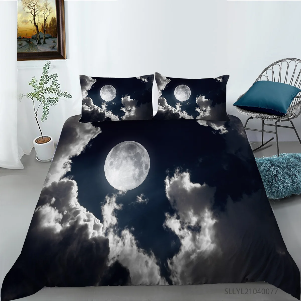 

Night Moon Bedding Set Single King Size Planet Comforter Cover Set Kids Teens Bedroom Decor Duvet Cover Set Housse De Couette