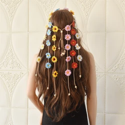 Sun Flower Charm Hair Wreath Flower Daisy Headband Festive For Women Beach Holiday Hair Accessories Adjustable headband
