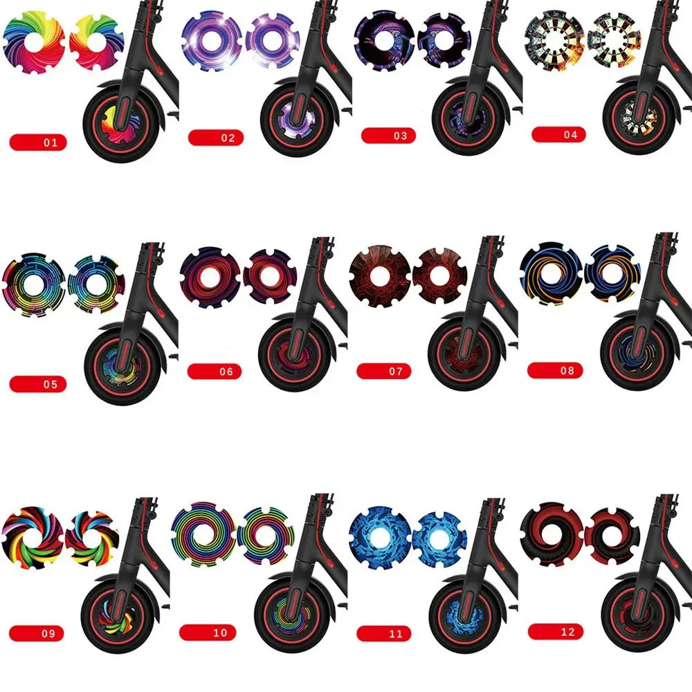 2 buah/Set 12 warna PVC untuk Xiaomi M365/1s/pro2 penutup pelindung Motor skuter stiker roda depan tendangan