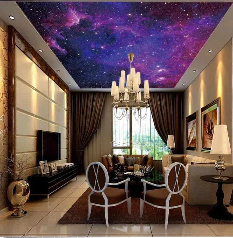 

Custom 3D Photo Wallpaper ceilings Beautiful starry sky fantasy sky zenith painting ceiling background wall