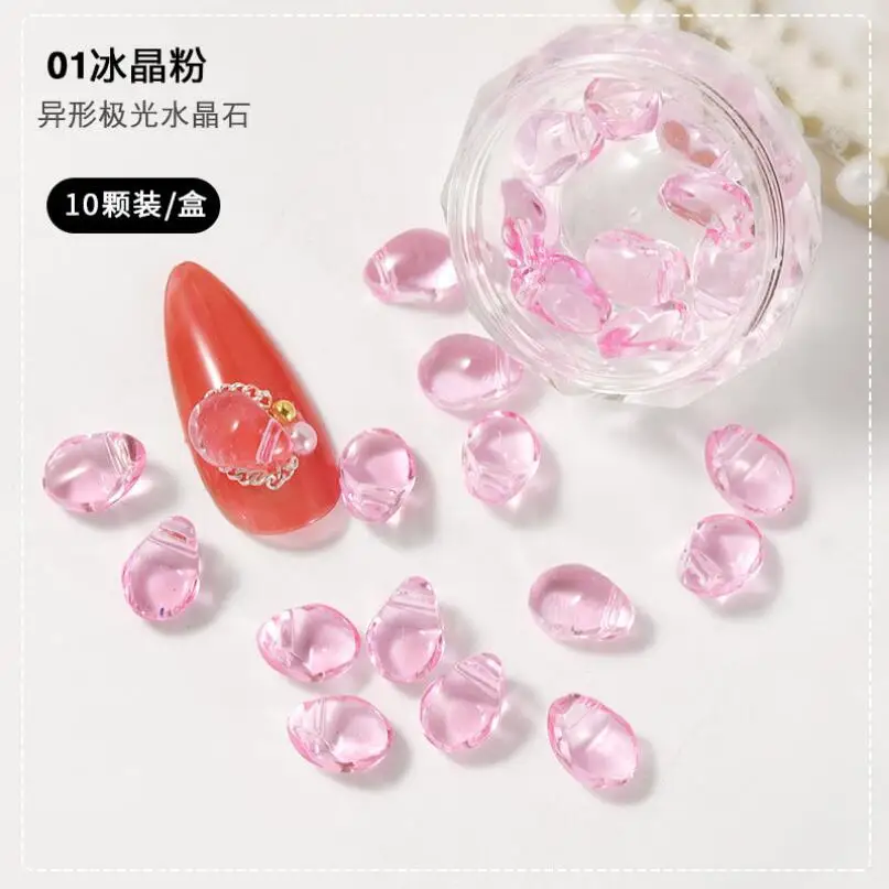 Nail Art Deco Net Red Symphony Crystal Stone Mixed Pack Japanese ins stereo Irregular Aurora Stone Nail Sticker Drill Case T1707