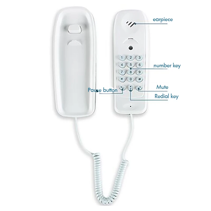 Mini Desktop Corded Landline Phone Fixed Telephone Wall Mountable Mute/Pause/Redial Functions For Home Hotel Office Bank