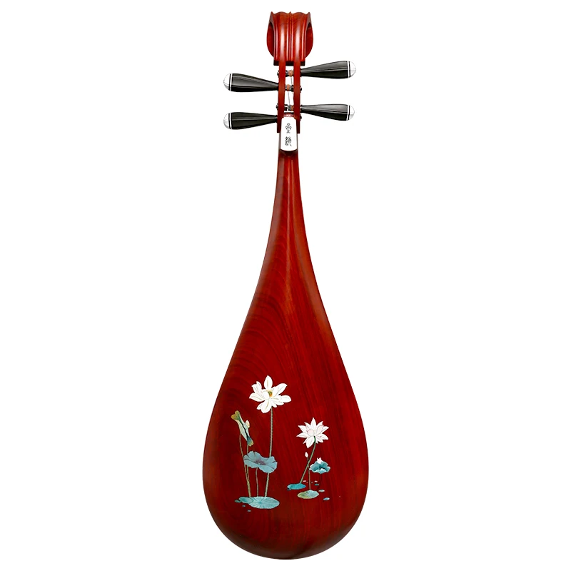 New Type Fine-tuning Axis Pipa 8912CF  African Red Sandalwood Material Natural Wood Color Water Hibiscus Pipa Musical Instrument