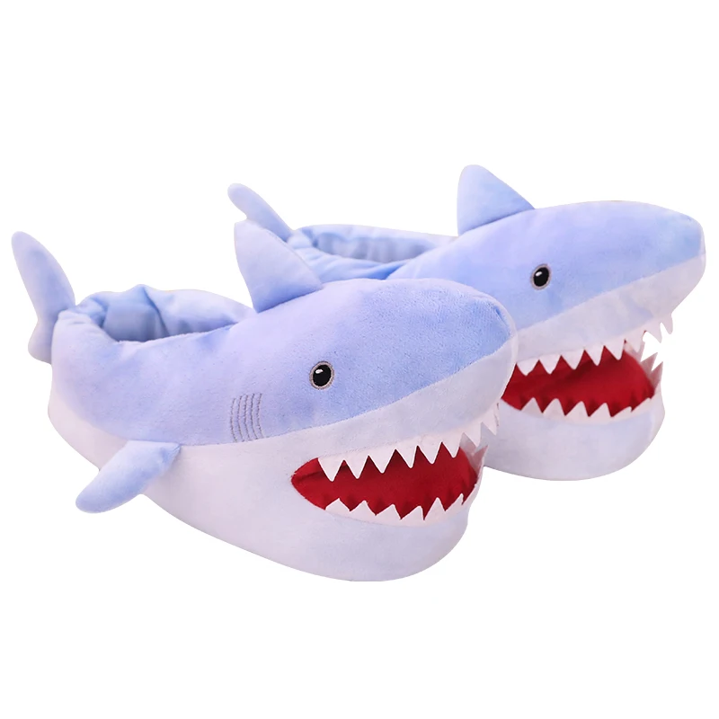 

HKSNG Winter Animal Funny Shark Slippers For Men and Women Warm Soft Bottom Home House Indoor Floor Shape Furry Shoes
