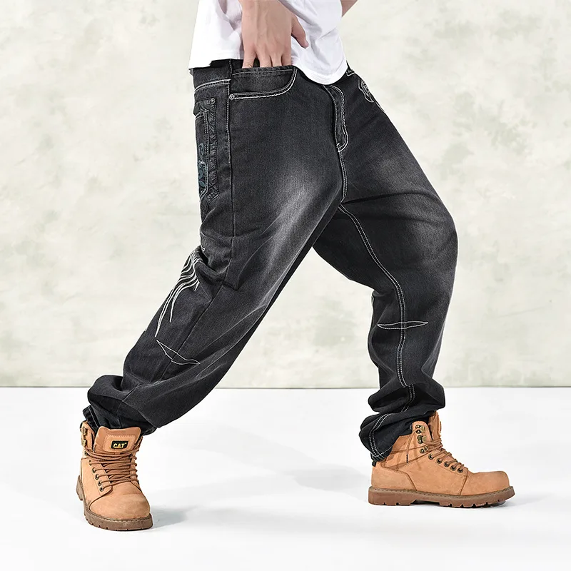 46 Plus Size 2021 Summer High Quality Chic Men\'s Baggy Male Casual Denim Straight Pants Fashion Jeans Loose Trousers Streetwear