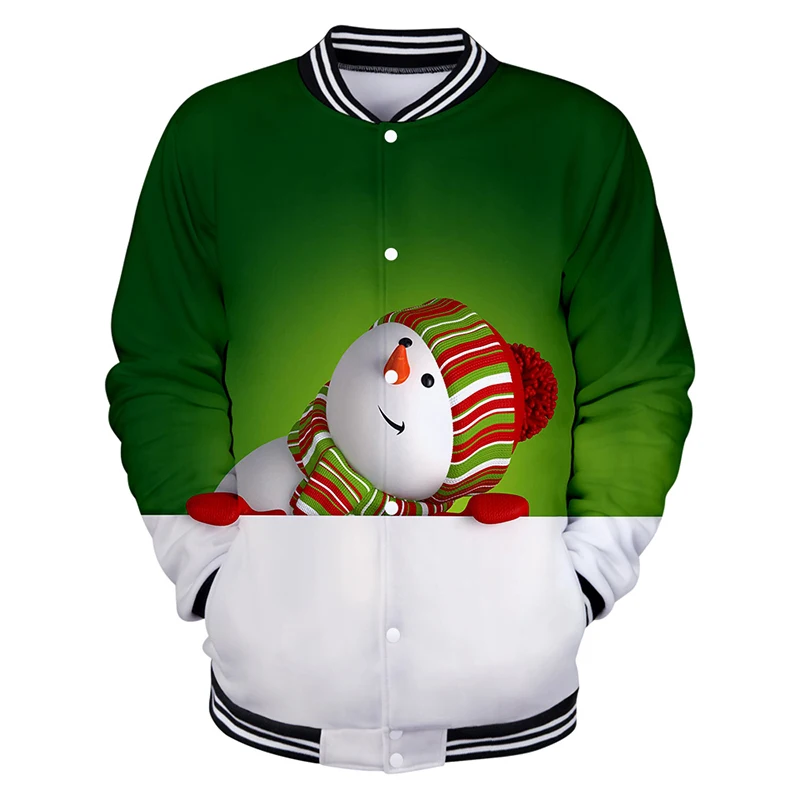 Merry Christmas Snowman Kawaii 3d Baseball Jacket Coat Fashion Men Women Hoodie Sweatshirts Long Sleeve Hoodies Jackets Tops 4XL