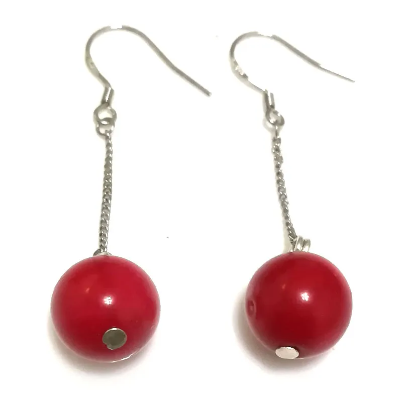 

9-10mm Red Round Drop Facet Natural Coral Earring