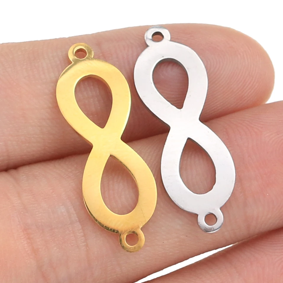 5pcs/lot Infinite Symbol love Connector Charms Mirror Polished Stainless Steel DIY Necklace Bracelet Jewelry Making Wholesale