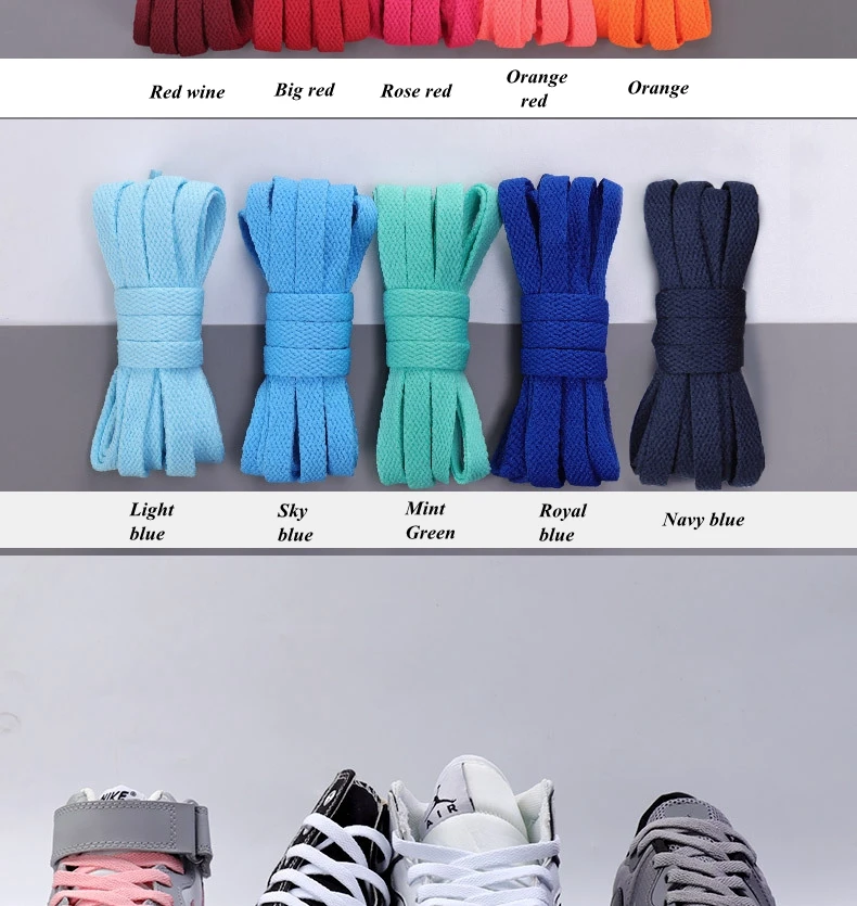 Flache Sneaker-Schnürsenkel, Canvas-Basketball-Schnürsenkel, Schwarz-Weiß, Klassische Schuhbänder, 36 Farben, Schuhband-Zubehör, Neu – Detail 5