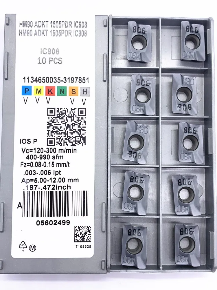 Imagem -06 - Inserções de Carboneto Cnc Cortador de Torno Ferramenta de Fresagem Adkt 1505 Hm90 Adkt1505 Ic908 de Alta Qualidade