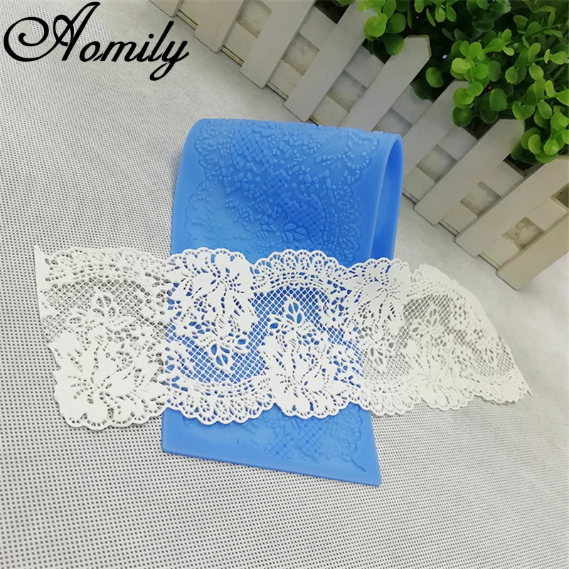 Aomily Flower Lace Mold Cake Border Decoration Accessories Fondant Chocolate Cake Decorating Tools Silicone Mat Baking Mould