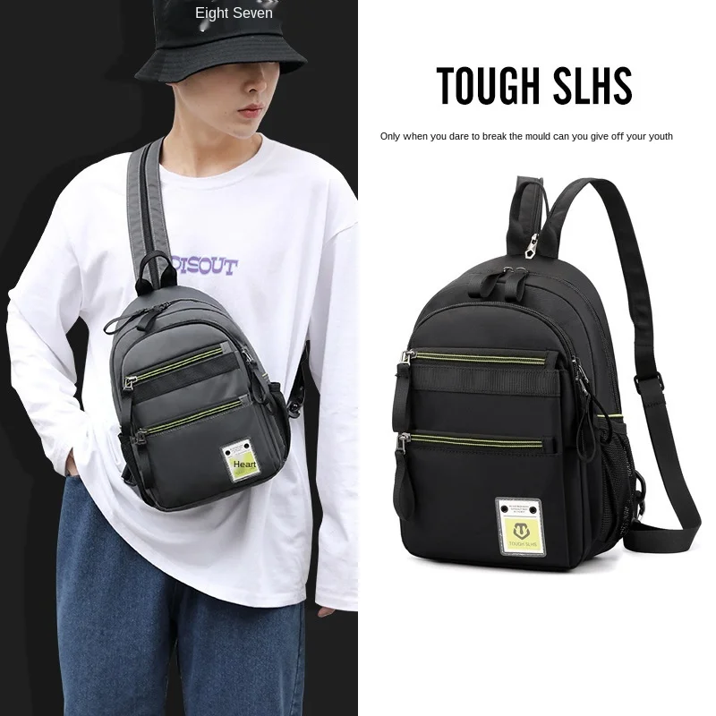 

New Men's Casual Diagonal Bag Multifunctional Trend Chest Bag Outdoor Sports Backpack Waterproof Oxford Cloth Men's Chest Bag