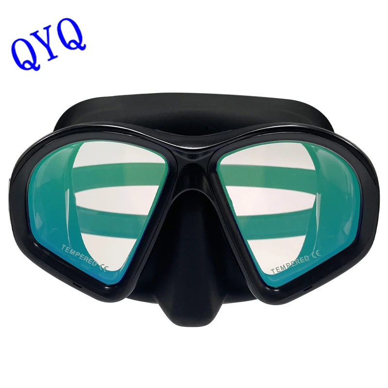 QYQ máscara de buceo de moda con lente de vidrio templado de hierro de Color galvanizado, tubo de ventilación de gel de sílice respetuoso con el medio ambiente