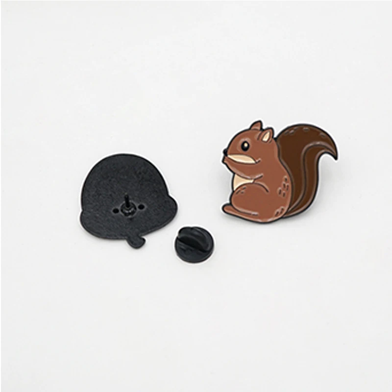 Cartoon Cute Animal Enamel Pins Squirrel Pine Cone Brooch Alloy Badge Sweet Accessories Woman Jewelry Gift