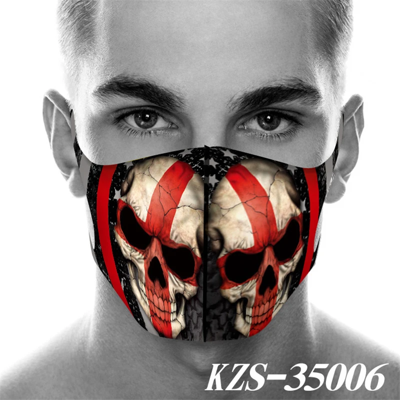 Masque Divertente Scheletro Stampato Maschera Cosplay Accessori Senza Soluzione di Continuità Antipolvere Nebbia Foschia Maschere di Stampa Maschera Moto PM025