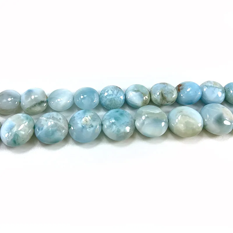 10/12mm AA Natural Larimar Beads Blue Coin DIY Loose Stone Beads For Jewelry Making Beads Women Men Bracelet Necklace Gift