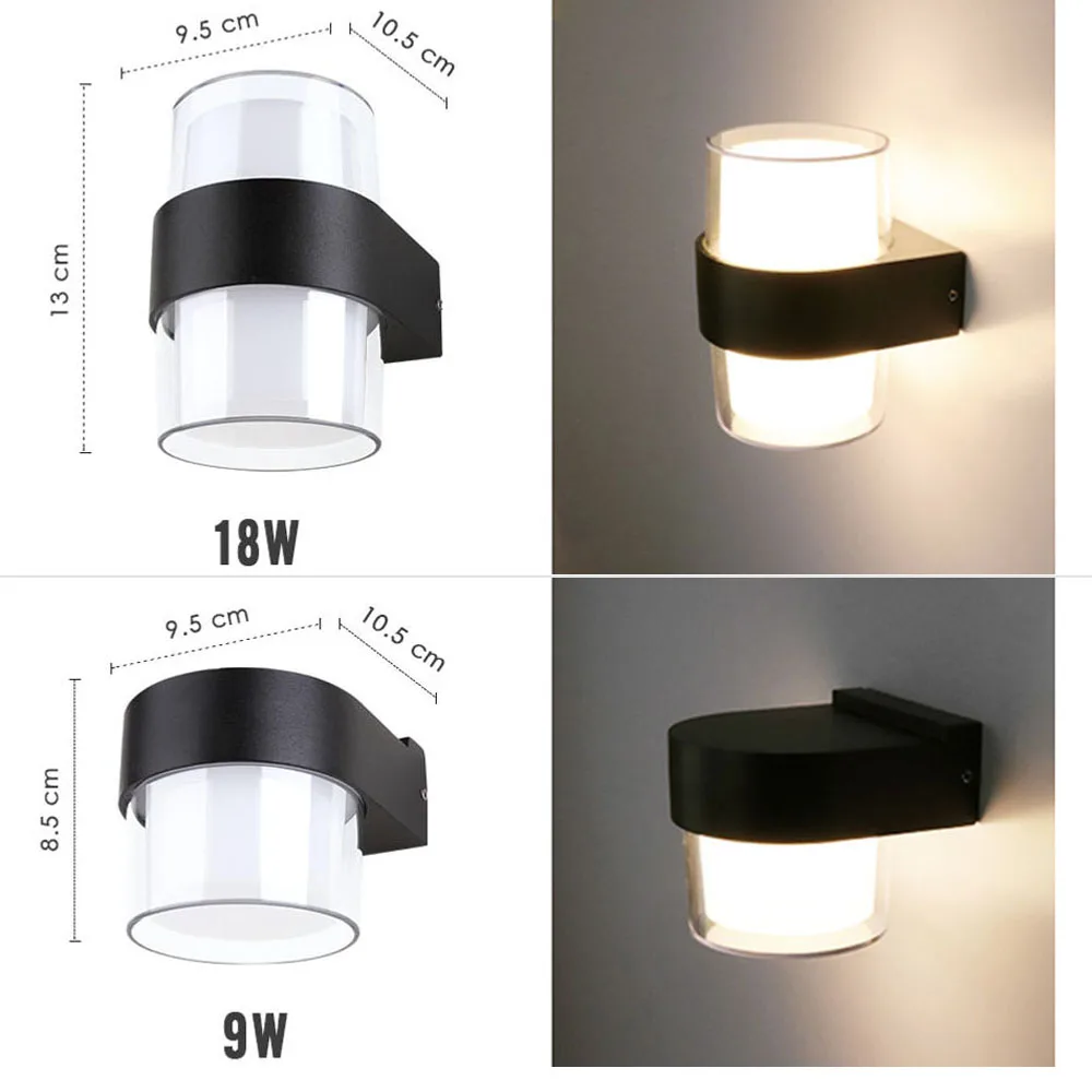 LED Wall Light Outdoor Waterproof Modern Nordic Style Indoor Wall Lamps Living Room Porch Garden Lamp 9W 18W 110V 220V 230V