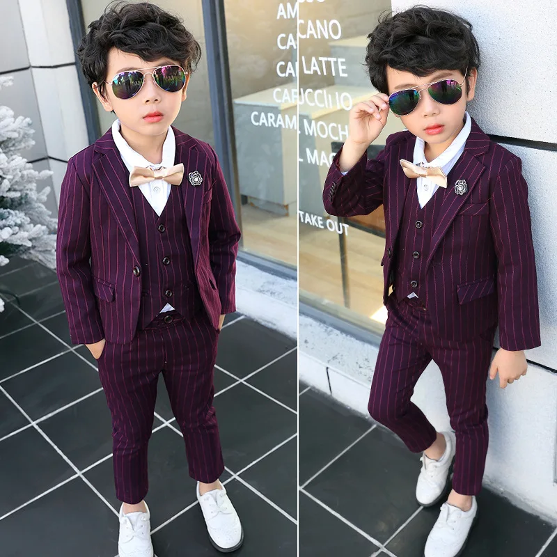 Japan Boys Jacket Vest Pants 3PCS Wedding Suit Gentleman Kids Birthday Performance Dress Children Enfant Garcon Mariage Costume