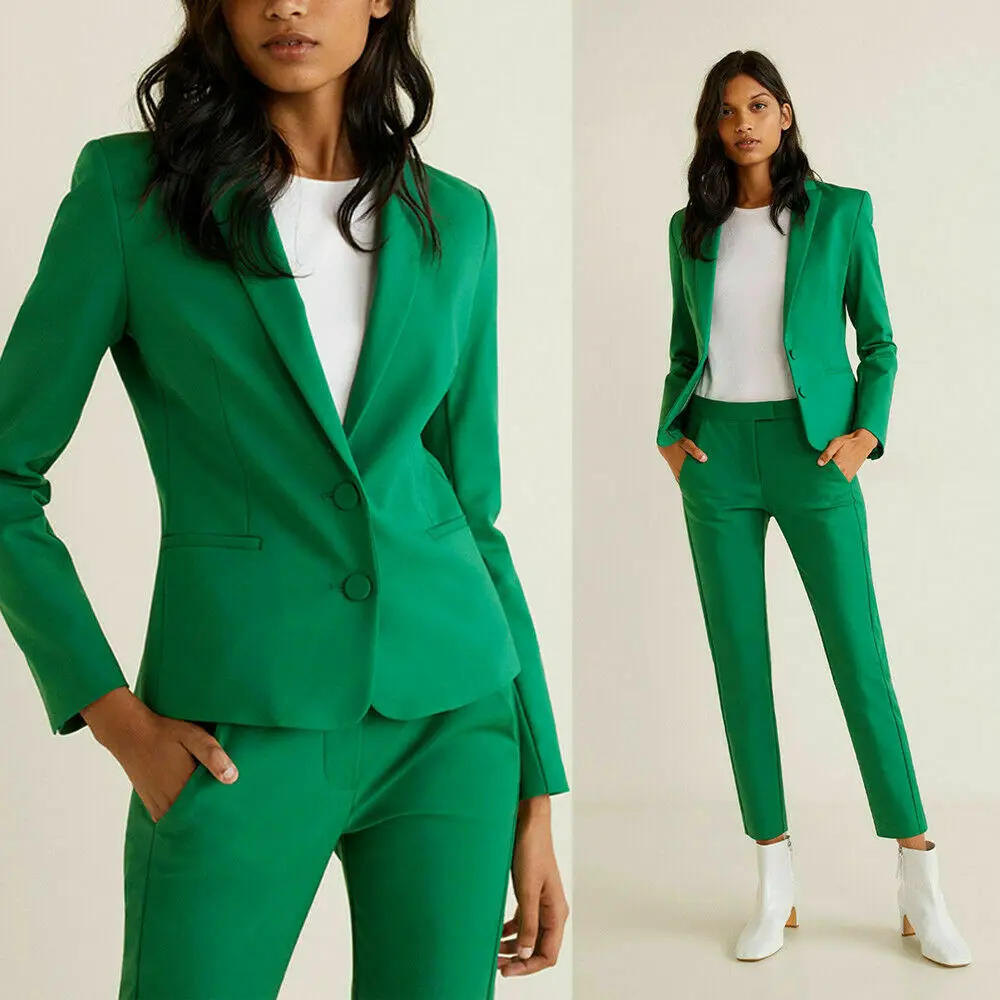 Green Mother of the Bride Suits Women's Pants Suits Ladies Formal Office Evening Work Wear Tuxedos 2 Pieces(Jacket+Pants)