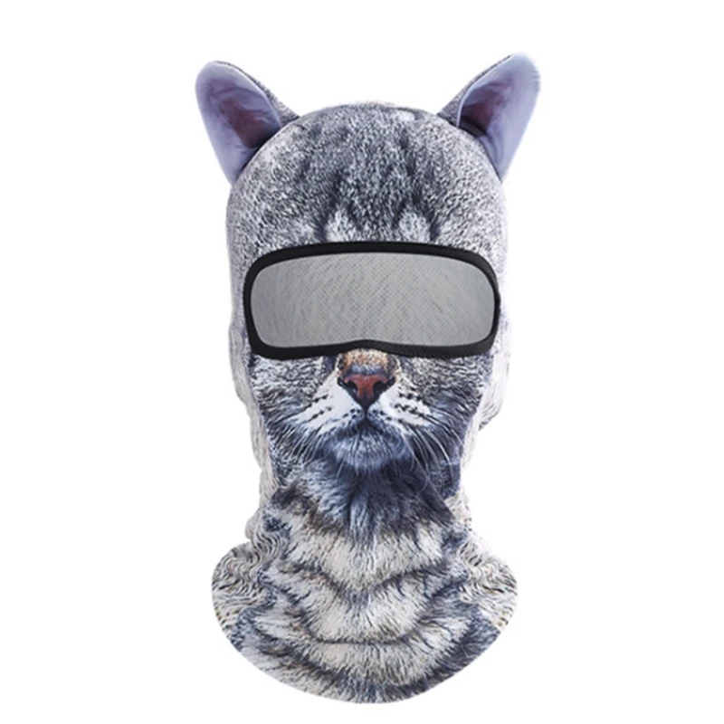 2024 New Halloween Cat Dog Balaclava Cover Realistic Animal Face Mask for Skiing Riding