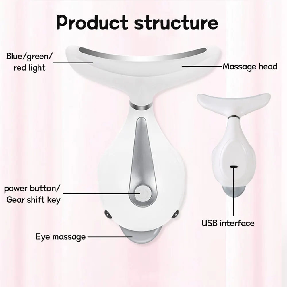 LED Facial Neck Massager PhotonTherapy Heating Neck Wrinkle Removal Machine Reduce Double Chin Skin Lift Tighteng