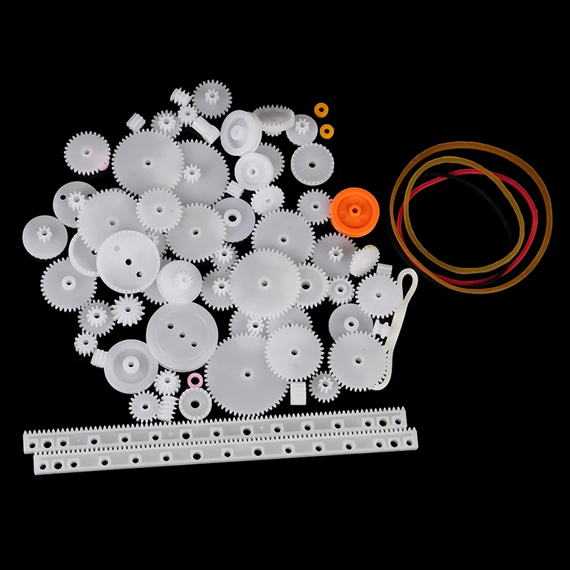 75PCS/set Plastic Gear Rack Pulley Belt Worm Gear Single-and Double-Gear Teeth For Toy Car DIY Kit