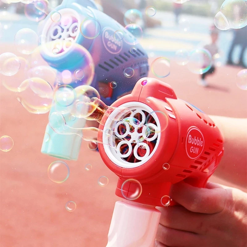 Automatic Bubble Blower Toy Electric Bubble Machine Flashing Light Music Soap water Bubbles Maker Gun for Child Kid Outdoor Toys