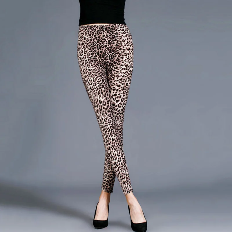 Viianles-leggins para treino, calça com estampa de leopardo, alta elasticidade, cintura alta, para treino