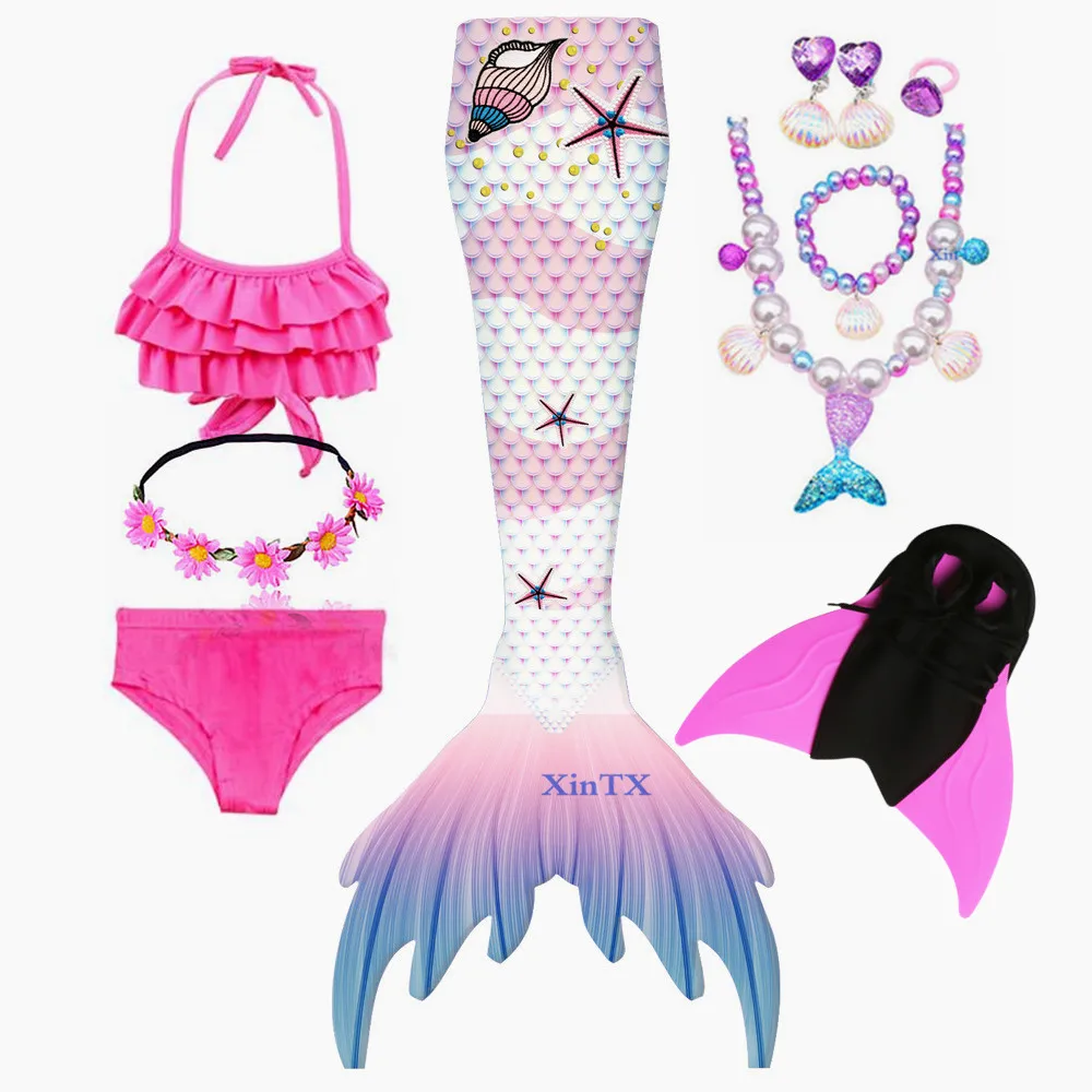 Meisjes Kleine Zeemeermin Staart Met Monofin Fin Badpak Bikini Zwemmen Badpak Strandkleding Voor Meisjes Jurk Kostuum